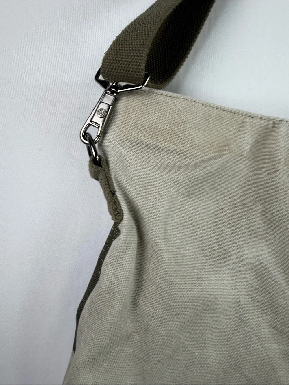 Kangol Canvas Tan and Olive Green Canvas Folding Messenger Bag Adjustable Strap
